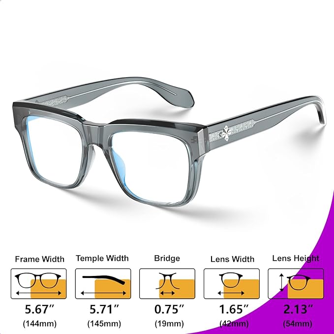 VISOONE TR90 Square Blue Light Blocking Glasses Fashion Computer Eyewear for Women and Men RANDI