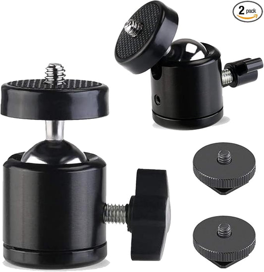 Universal 1/4" Swivel Mini Ball Head Screw Tripod Mount with Hot Shoe???2 Pack???, Eszkozta 360 Degree Rotating Mount Base Adapter for DSLR Cameras HTC Vive Tripods Monopods Camcorder Light Stand?€? by EszkozTA