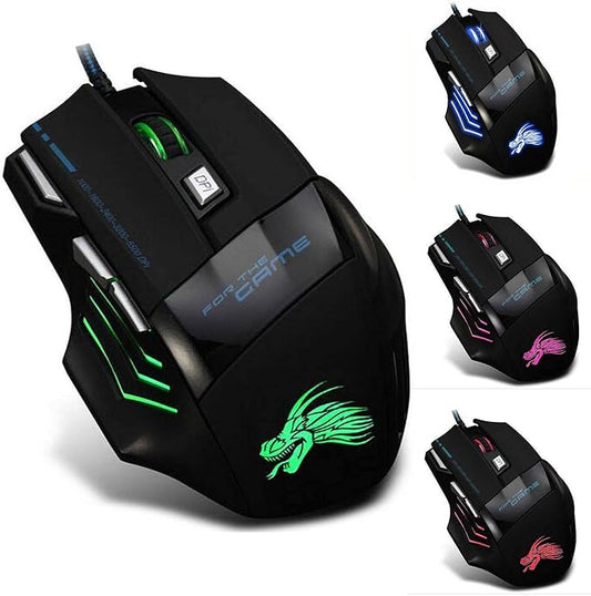 5500DPI Wired Gaming Mice Mouse RGB Flowing Backlit Light for PC Laptop Computer