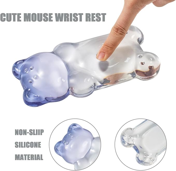 Purple Gel Mouse Wrist Rest –Cute Bear Mouse Wrist Rest, Ergonomic Mouse Support,Comfort & Support for Typing and Gaming