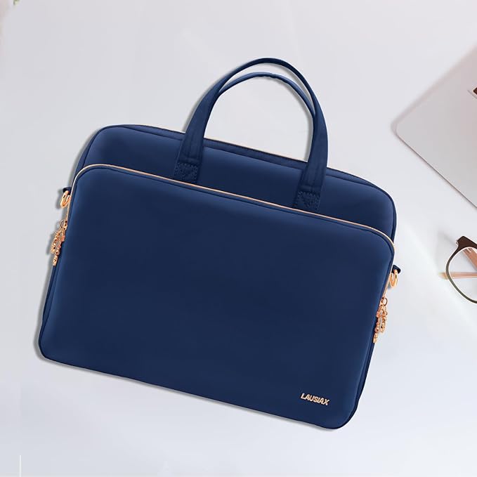 Laptop Case Bag Women Men Computer Sleeve Compatible with MacBook/Dell/HP/Acer/ASUS, Waterproof Shoulder Carrying Briefcase, Blue, 17-17.3 Inch