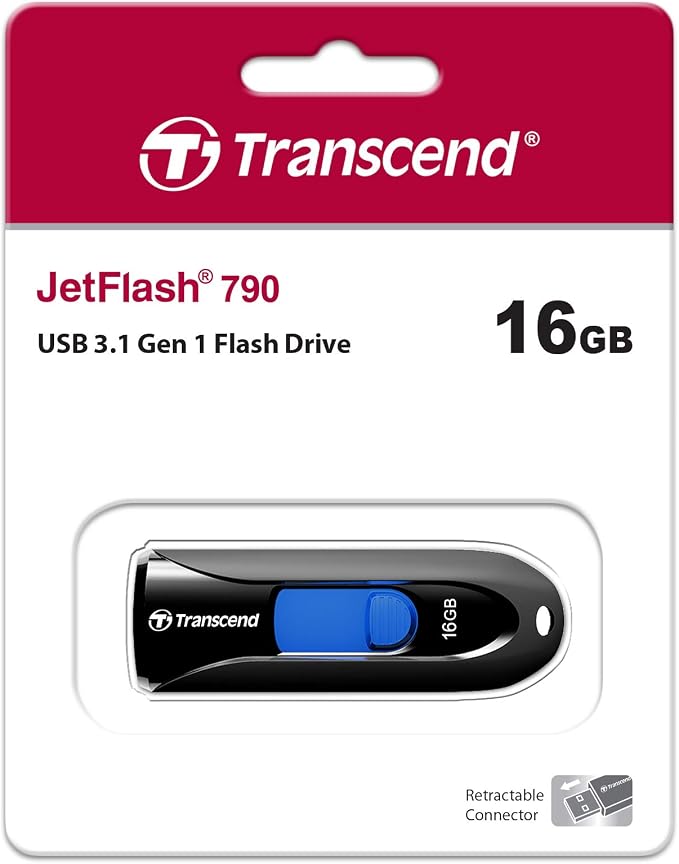 Transcend 16GB JetFlash 790 USB 3.1 Flash Drive (TS16GJF790K) Black (Pack of 2) - Image 5