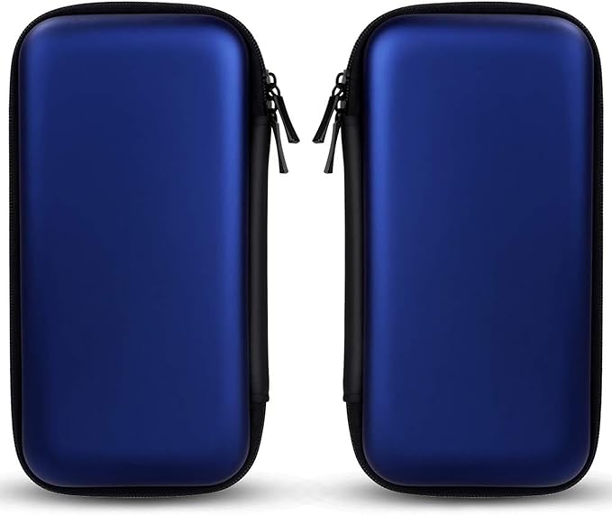 iMangoo Travel Essential Electronics Organizer Charger Case, Shockproof Dual Zipper Power Bank Cables Tech Accessories Pouch Purse, Men & Women Travel Must Have Storage Bag, 6.5x3.2x1 inch Blue