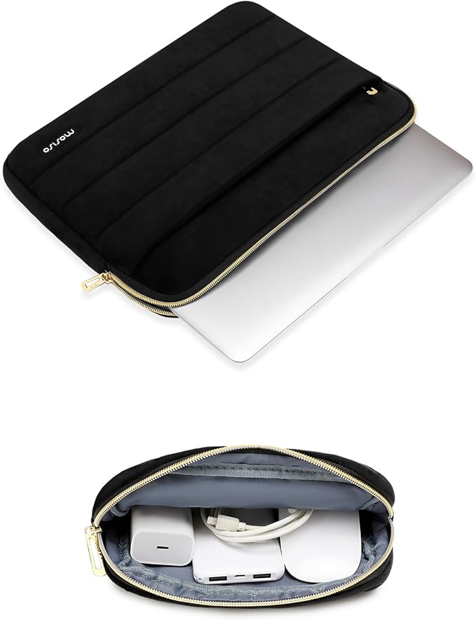 MOSISO 15-16 inch Laptop Case, 15.6 inch Laptop Sleeve Compatible with MacBook Pro 16, HP, Acer, Dell, Lenovo, ASUS Notebook Computer, Soft Cozy Lightweight Horizontal Bag with Small Case, Black