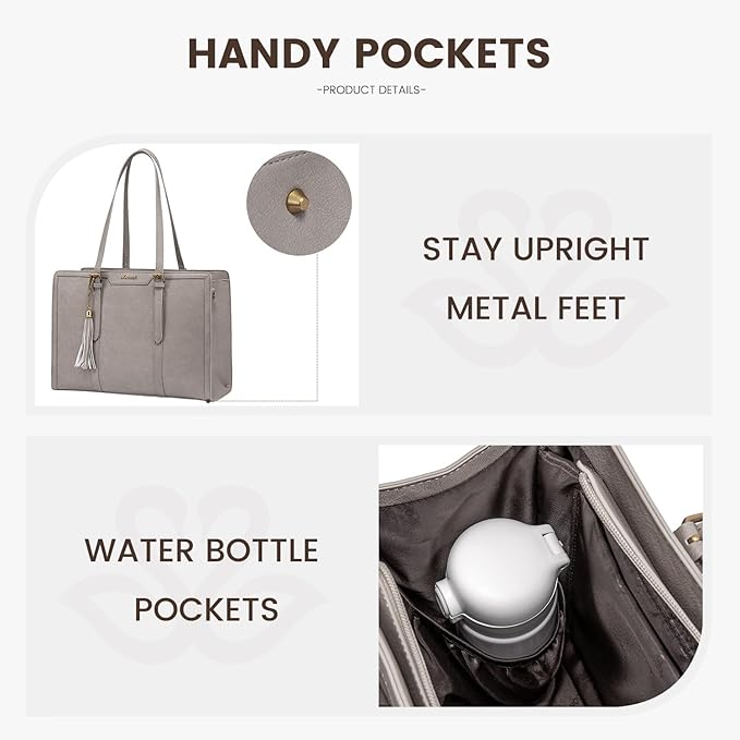 LOVEVOOK Laptop Bag for Women Vintage Leather Laptop Tote 15.6 inch Large Capacity Computer bag with Clutch Purse for Work