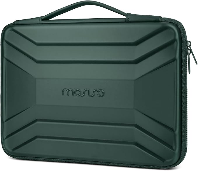 MOSISO 15-16 inch Laptop Hard Case, 15.6 inch Waterproof Shockproof Computer Bag Compatible with MacBook HP Dell, Symmetrical Trapezoid EVA Carrying Laptop Sleeve Hard Shell with Handle, Emerald Green