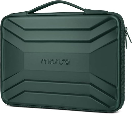 MOSISO 15-16 inch Laptop Hard Case, 15.6 inch Waterproof Shockproof Computer Bag Compatible with MacBook HP Dell, Symmetrical Trapezoid EVA Carrying Laptop Sleeve Hard Shell with Handle, Emerald Green