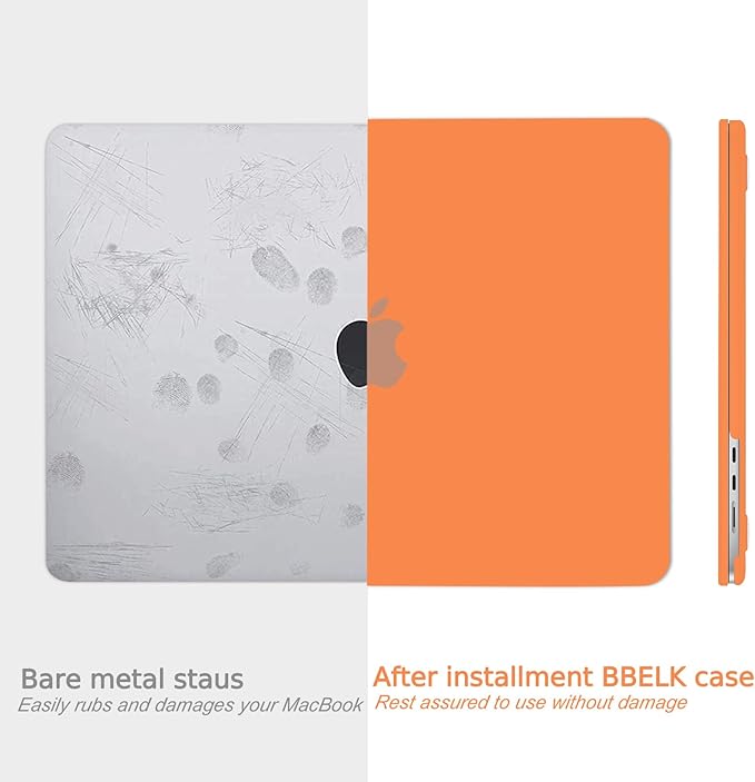 B BELK Compatible with MacBook Air 13 inch Case M5 2026 2025 2024-2022 M4 M3 M2 A3449 A3240 A3113 A2681, Plastic Hard Shell Case+Keyboard Cover+Screen Protector for MacBook Air 13.6 inch Case, Orange