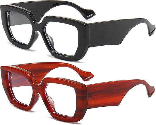 AIEYEZO Thick Frame Blue Light Glasses Men Women, Fashion Square Computer Eyeglass Anti Eyestrain & Prevent Headache