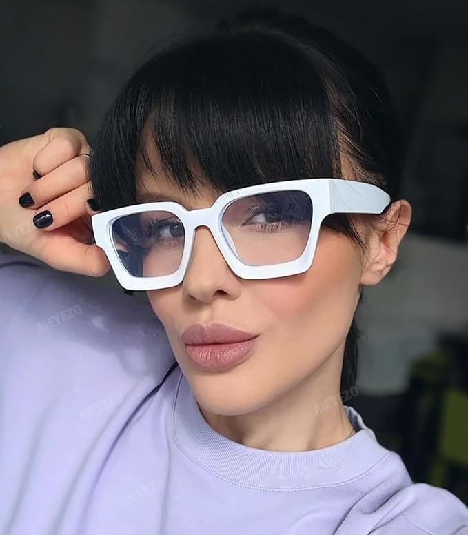 AIEYEZO Square Thick Frame Glasses for Women Men Fashion Blue Light Glasses Trendy Chic Computer Eyeglasses