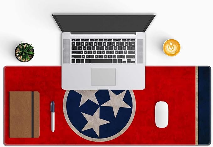Flag of Tennessee Desk Mat Mouse Pad XL Extended Large Gaming Desk Pad Mousepad, Flag Computer Laptop Keyboard and Mouse Mat, Desktop Protector Mat for Women Men Office 31.5x11.8 in
