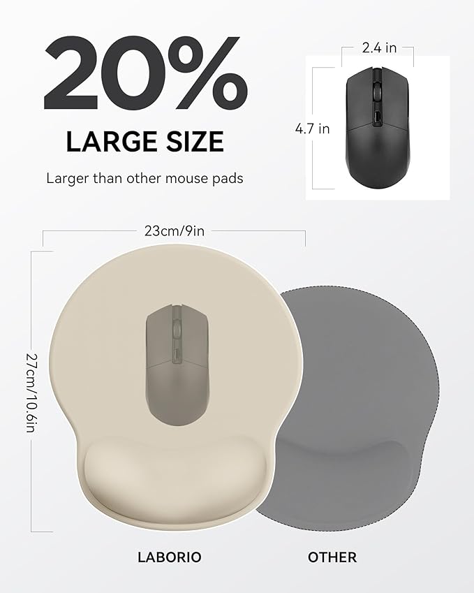 Mouse Pad with Wrist Rest, Ergonomic Mouse Pads for Desk, Office Non-Slip Mousepad with Gel Wrist Support(Beige, 10.6''L x 9''W)