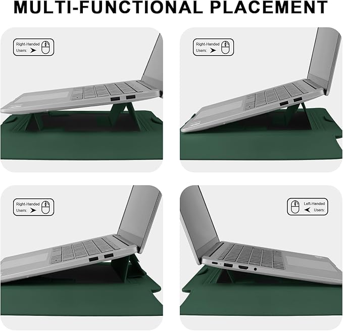 HoYiXi 13.3'' /13.6'' Laptop Sleeve Case PU Leather with Stand Compatible with MacBook Pro 14/MacBook Air 13(M1 M2)/ASUS Vivobook 14/Dell XPS 13/ASUS Matebook,13-14'' Laptop Bag,Dark Green