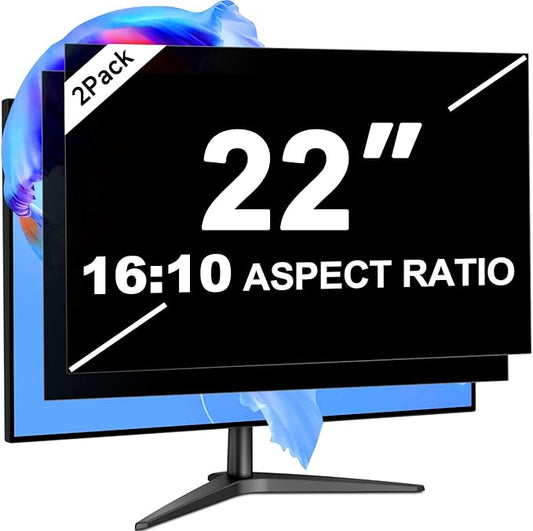 22 Inch Privacy Screen for Computer Monitor 16:10 Aspect Ratio, Eye Protection Anti Blue Light Glare Shield, 22 Inch Removable Black Blackout Anti Spy Desktop Security Private Filter