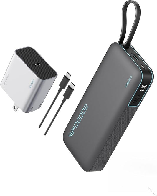 CUKTECH 65W USB C Charger+45W 20000mAh Power Bank Combo, One-Port Compact and Foldable Fast Charger Block, Fast Charging Battery Pack for iPhone 16/15, Samsung Galaxy, Google Pixel, and More