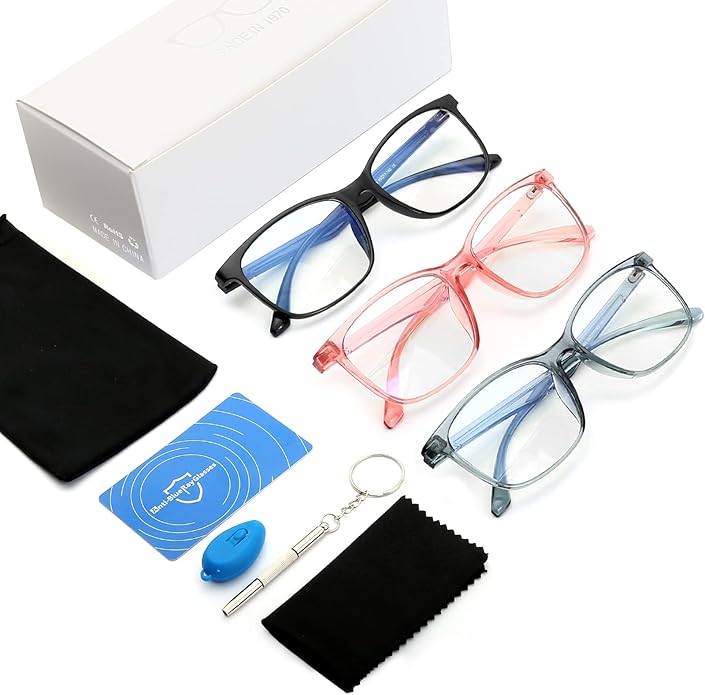 Oilway Blue-Light Blocking Glasses for Women Men - 3Pack Computer Reading/Gaming/TV/Phones Glasses Anti Eyestrain