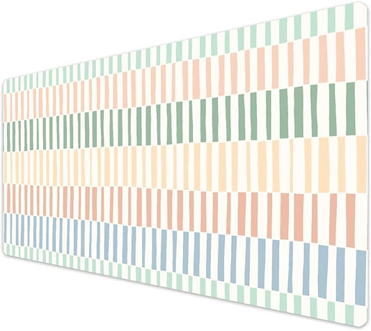 French KOKO Large Desk Mat 36" x 16.5" – Colorful Striped Extended Mouse Pad for Keyboard & Mouse – Non-Slip Waterproof Desk Protector Aesthetic Office Pad for Women & Teens