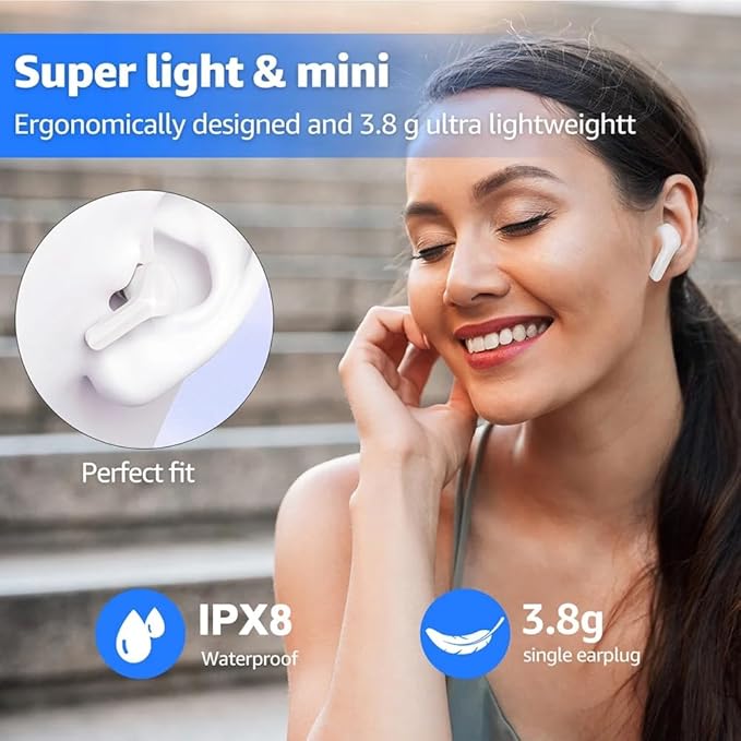 Wireless Earbuds, Bluetooth 5.4 in Ear Headphones with Noise Cancelling Mic, 48H Playtime HiFi Stereo Bluetooth Earphones, IPX8 Waterproof Touch Control True Wireless Headphones for iPhone/Android/iOS