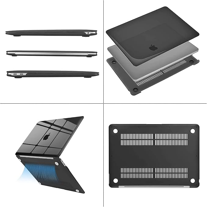 MOSISO Compatible with MacBook Air 13 inch Case M1 Chip 2021-2018 Release A2337 A2179 A1932, Plastic Hard Shell&Keyboard Cover&Screen Film&Storage Bag for MacBook Air 13.3 inch Case, Crystal Black