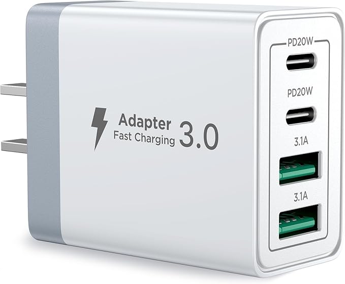 Aioneus USB C Charger Block, 40W Fast Charging Block Type C Charging Block 4-Port Dual Port PD+QC Wall Charger Head Cube for iPhone 17 16 15 14 13 12 11 Pro Max XS, iPad, Samsung Phone, Tablet