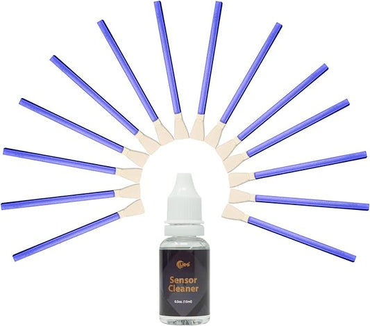 Digital Camera Micro Four-Thirds 4/3 (MFT) 12mm Sensor Cleaning Swabs x 14pcs + 15ml Liquid Cleaner for Mirrorless MILC and ILDC by UES