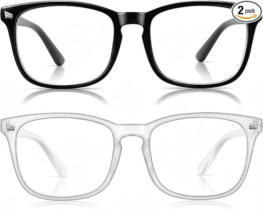 2 Packs Professional Sleep Glasses with 97.6% Blue Light Blocking Dual AR Coatings Clear Lens, Computer Gaming Glasses for Men Women, Anti Fatigue & Eye Strain