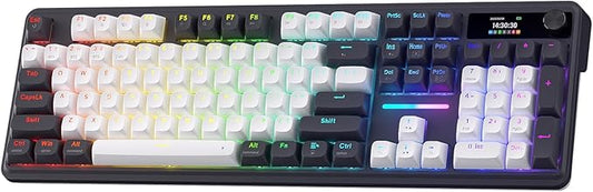 Redragon K762 Wireless Gasket Gaming Keyboard w/Hype Screen & Knob, 104 Keys Mechanical Keyboard, Easy-Control 1.14’’ TFT Info Display, 5-Layer Noise Dampening, Round PBT Keycaps, Mint Mambo Switch