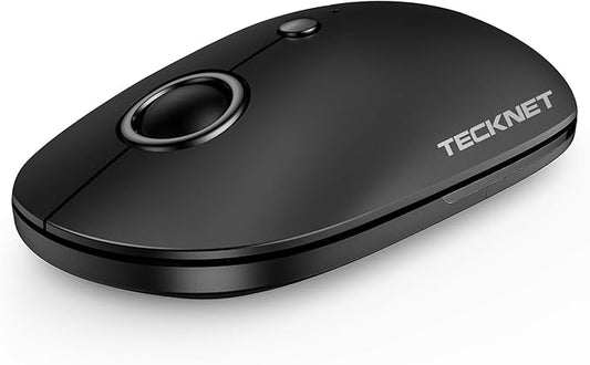TECKNET Computer Mouse, 2.4Ghz Silent USB-A Wireless Mouse, 4800 DPI Ambidextrous Quiet Click for Travel, Slim Portable Wireless Mice Compatible with PC Laptop MacBook (Black & Grey)