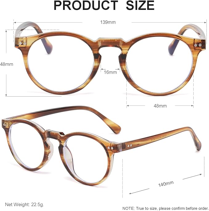 JOVAKIT Round Blue Light Glasses for Women Men Fashion Retro 90s Small Frame Computer Eyeglasses Anti Eyestrain
