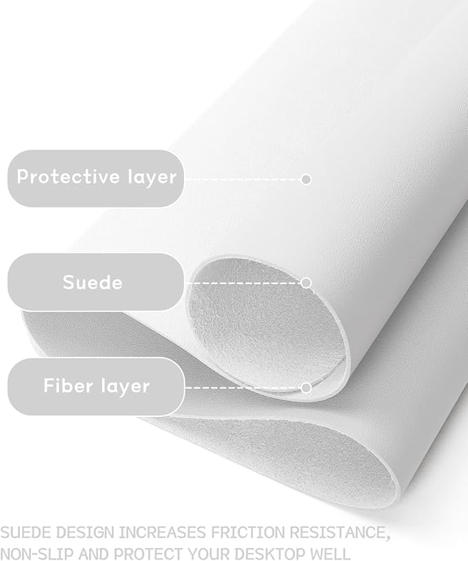 YSAGi Non-Slip Leather Desk Pad, Waterproof Laptop Computer Desk Keyboard Mat, Table Protector Blotter Mat, Large Mouse Pad for Office/Work/Home/Decor(White, 31.5" x 15.7")