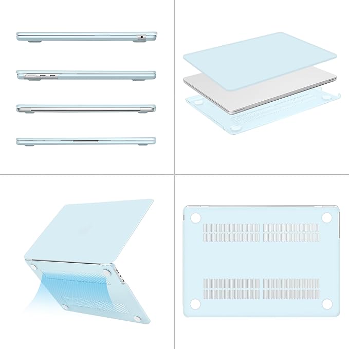 MOSISO Compatible with MacBook Air 13 inch Case M5 2026 M4 2025 M3 M2 2024-2022 A3449 A3240 A3113 A2681,Hard Shell&Keyboard Cover&Screen Film&Pouch for MacBook Air 13.6 inch Case, Cloud Blue