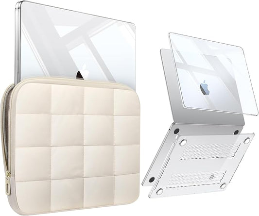 Fintie Case for MacBook Air 13 Inch A3449 A3240 A3113 A2681 (2022 2023 2024 2025 2026 Release) - Snap On Hard Shell Cover & Carrying Laptop Sleeve Bag for MacBook Air 13.6 Inch M2 M3 M4 M5 Chip, Beige