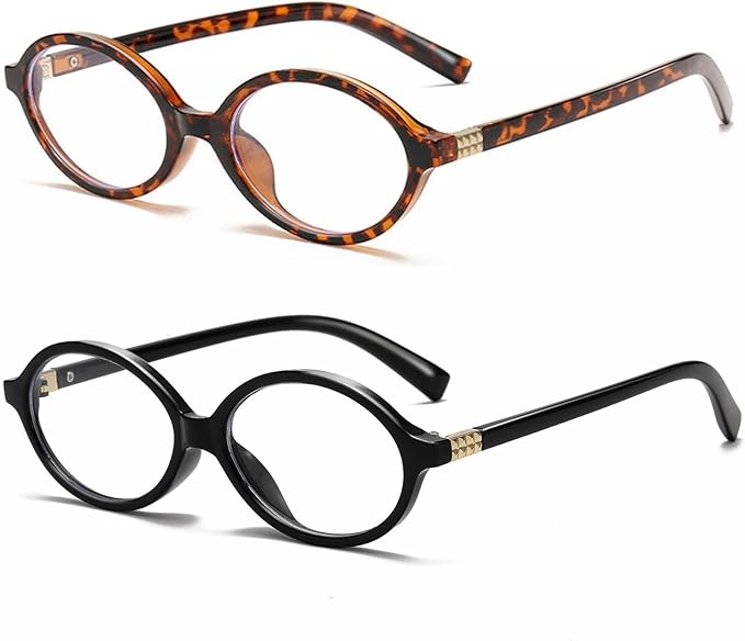 Breaksun Fashion Oval Glasses for Women Men Retro Round Tortoise Frame Blue Light Glasses Nerd Eyeglasses