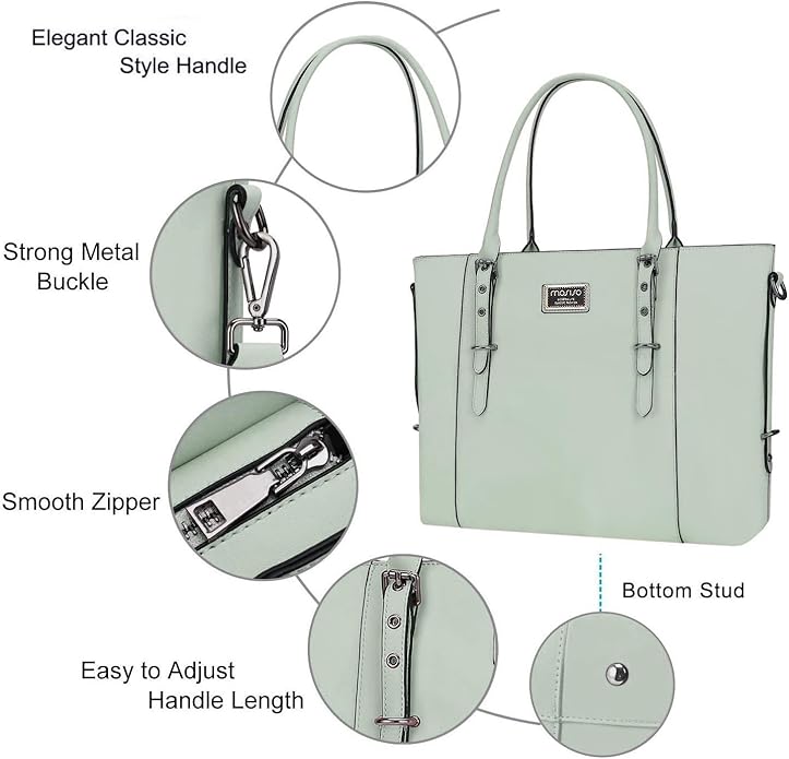 MOSISO Laptop Bag for Women, Waterproof Vintage PU Leather Briefcase Shoulder Computer Laptop Tote Bag for Office Work