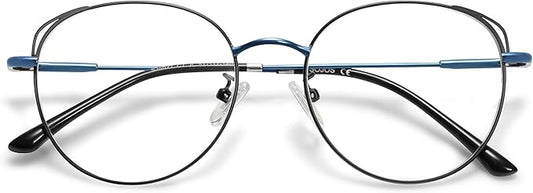 SOJOS Cat Eye Blue Light Blocking Glasses for Woman Hipster Metal Frame Womens Eyeglasses She Young SJ5027