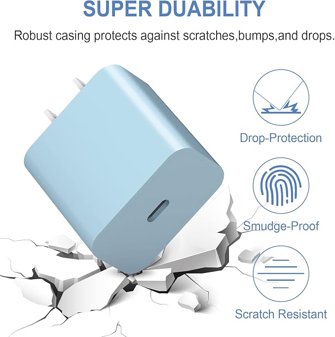 USB C Charger Block iPhone Charger Block Type C Charger 2-Pack iPhone 15 Charger Block for iPhone 15/15 Plus/15 Pro/15 Pro Max/iPhone 14/14 Pro Max/13/12 Pro Max/11 Pro/Max/iPad Pro and Samsung(Blue)