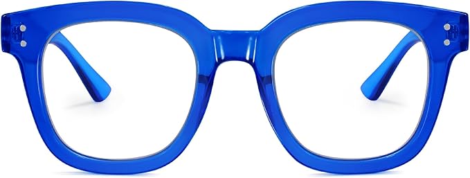 Madison Avenue Oversized Blue Light Blocking Glasses for Women Fashion Blue Light Blockers Anti Eyestrain & UV Protection Computer Eyeglasses (Klein Blue)