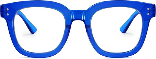 Madison Avenue Oversized Blue Light Blocking Glasses for Women Fashion Blue Light Blockers Anti Eyestrain & UV Protection Computer Eyeglasses (Klein Blue)