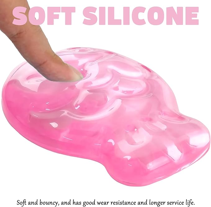 Gel Wrist Rest for Keyboard and Mouse Transparent Pink Ocean Fish Elbow Pad Cushion Ergonomic Cute Clear Cool Mouse Wrist Pad Silicone Non-Slip Support for Computer Gaming Home Office Hand Pillow