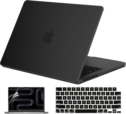 EooCoo Case Compatible with MacBook Pro 14 inch M5 2026-2021 M4 M3 M2 M1 Pro/Max Chip, Matte Grip, Bump-Resistant, Hard Shell Cases with Keyboard Cover, Screen Protector - Space Black