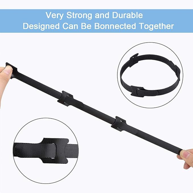 Nettbe Reusable Cable Ties, 60 PCS 8 Inches Adjustable Cord Straps Wire Organizer Cord Wrap and Hook Loop Cable Management - Image 6