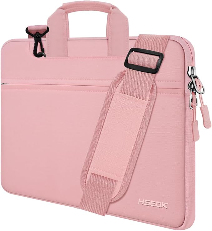 Hseok 17.3 Inch Laptop Shoulder Bag, Water-Resistant & Shockproof Protective Computer Case Compatible with 17.3 inch Dell Asus HP Lenovo Acer MSI Notebooks,Pink