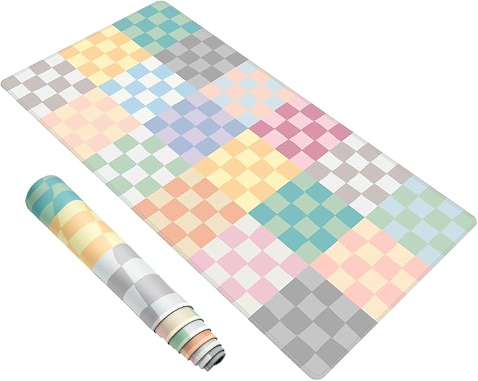 Baziabbo Checkered Desk Mat,XXL Extended Big Mouse Pad,Gaming Mousepad with Stitched Edge,Non-Slip Rubber Base Keyboard Desk Pad for Home Office Study Game