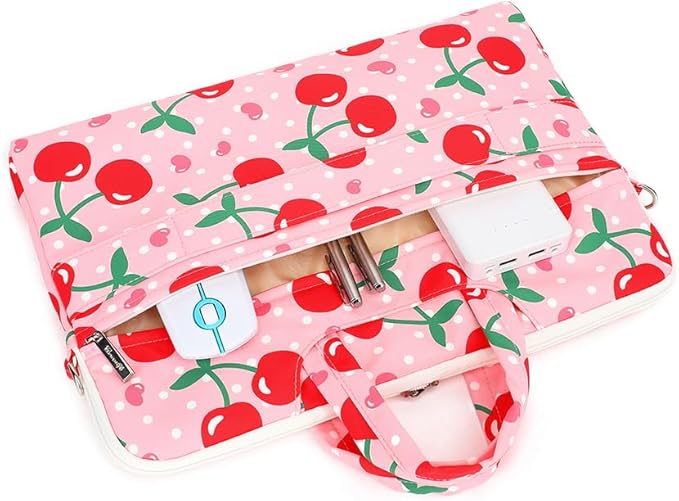 canvaslife Patten Waterproof Laptop Shoulder Messenger Bag Case Sleeve for 14 Inch 15 Inch Case Laptop Briefcase 15.6 Inch (Cherry)