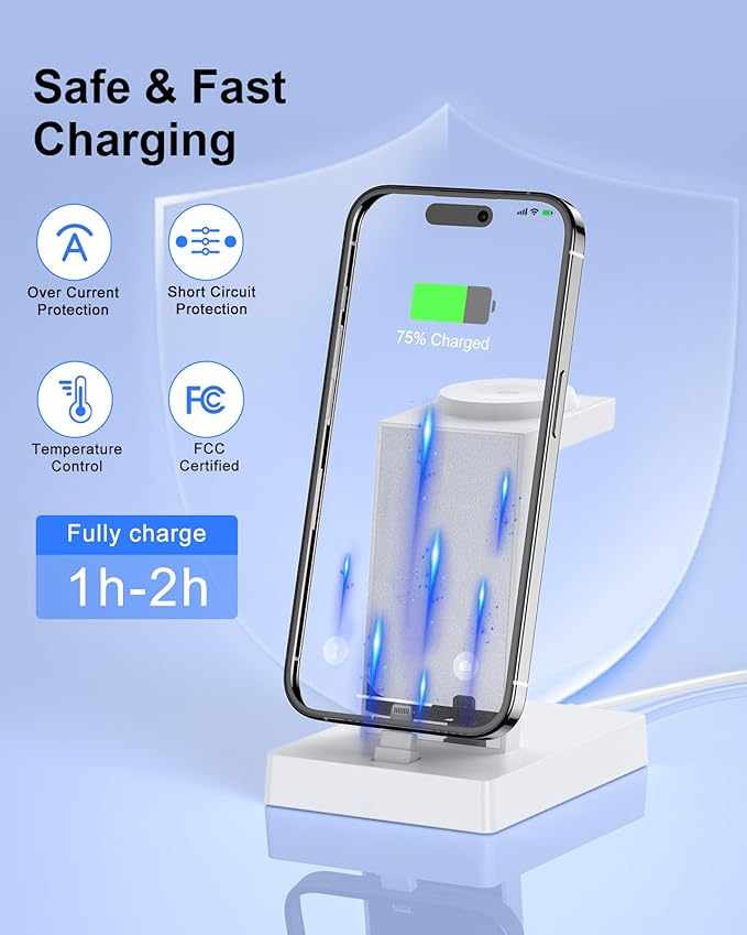 30W Fast Charging Station for Multiple Devices -ADADPU 3 in 1 Charger Stand for iPhone 14/13/12/11 Pro Max XS XR 8 Plus(Not for 17/16/15) Charging Dock for AirPods Apple Watch Series 8/7/6/5/4/3/2/SE