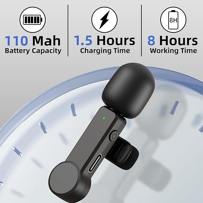 Wireless Lavalier Lapel Mini Microphone for iPhone iPad Android - Noise Cancelling Phone Microphone USB C for Video Recording Vlog TikTok YouTube