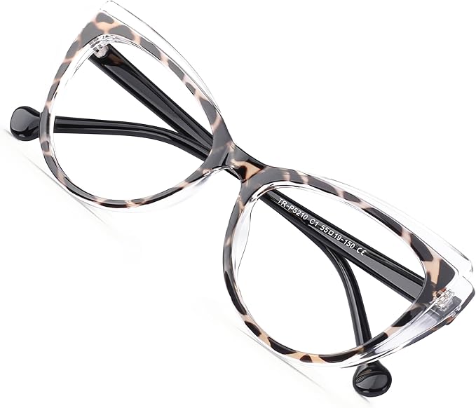 Blue Blockers Glasses for Women, Bluelight Glasses with Cat Eye Frame for Style, Comfort, Eye Strain Relief (Cat Eye, Black and white)