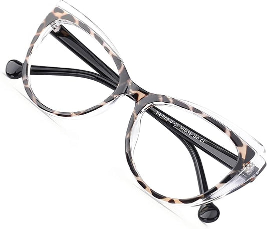 Blue Blockers Glasses for Women, Bluelight Glasses with Cat Eye Frame for Style, Comfort, Eye Strain Relief (Cat Eye, Black and white)