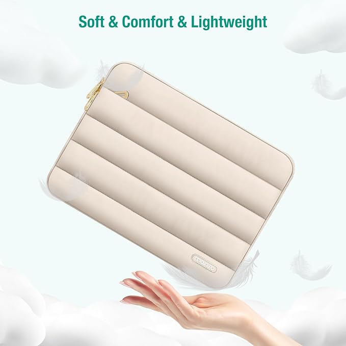 MOSISO Laptop Case 14 inch, 14 inch Puffy Laptop Sleeve Compatible with HP Lenovo Dell ASUS Acer, HP Stream, Dell Latitude, Lenovo IdeaPad, Polyester Horizontal Bag with Small Case, Sand