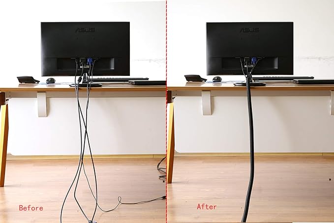 Alex Tech 25ft - 1 inch Cord Protector Wire Loom Tubing Cable Sleeve Split Sleeving For USB Cable Power Cord Audio Video Cable – Protect Cat From Chewing Cords - Black - Image 4